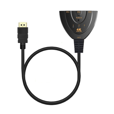 Product Powertech Hdmi Switch 3x1 Pigtail, 4k X 2k & 3d, 0.50m, Black base image