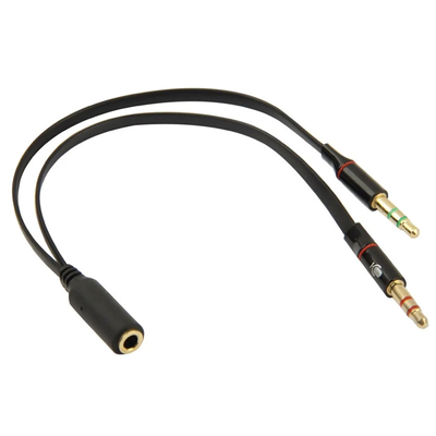 Product Καλώδιο Ήχου Powertech 2x 3.5mm σε 3.5mm θηλυκό CAB-J047, 0.2m, μαύρο base image