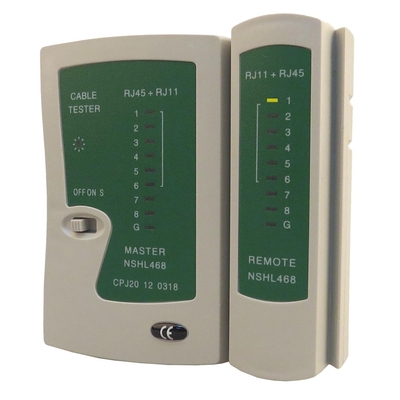 Product Tester Καλωδίων Powertech δικτύου & τηλέφωνου CAB-N044 για RJ11/RJ12/RJ45 base image