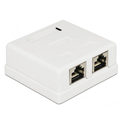 Product Επιτοίχια πρίζα δικτύου Powertech 2 θυρών, Cat.6 UTP, λευκή base image