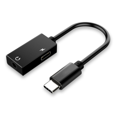 Product Αντάπτορας USB Powertech USB-C σε USB-C & 3.5mm CAB-UC053, 0.11m, μαύρος base image