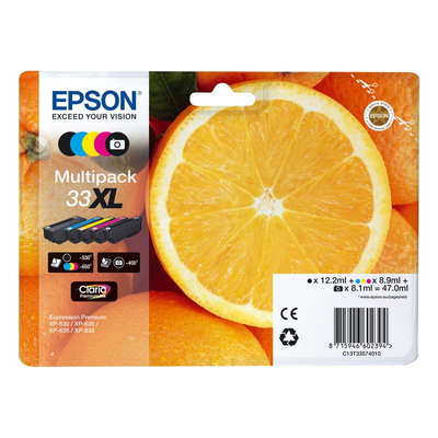 Product Μελάνι Epson 33XL Multipack - 5 -Pack - XL - Black, Yellow, Cyan, Magenta, Photo Black - Origina base image