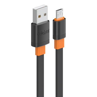 Product Καλώδιο USB Celebrat micro USB σε USB CB-33M, flat, 10.5W, 1m, μαύρο base image