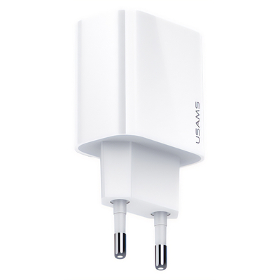 Product Φορτιστής Πρίζας Usams US-CC118, 1x type-C, PD3.0 20W 3A, λευκός base image