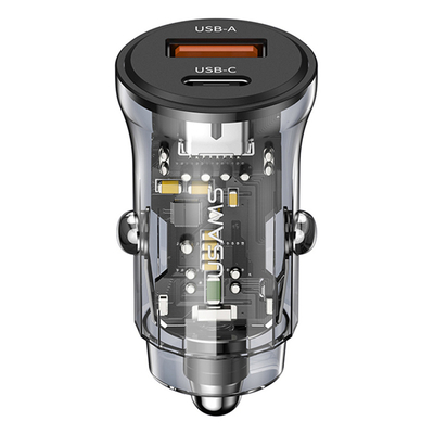 Product Φορτιστής Αυτοκινήτου Usams US-CC164, USB & USB-C, 30W, μαύρος base image