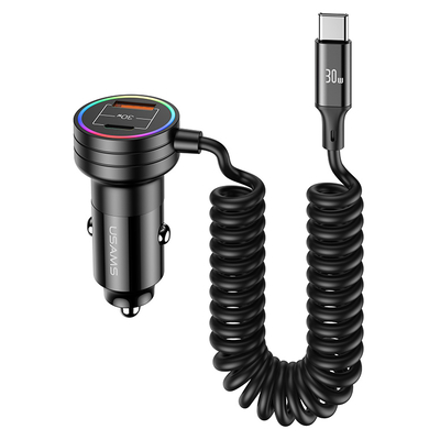 Product Φορτιστής Αυτοκινήτου Usams US-CC167 με Καλώδιο, USB/USB-C, 60W, μαύρος base image