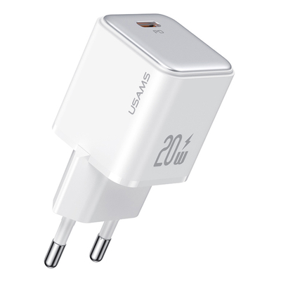 Product Φορτιστής Πρίζας Usams US-CC183, USB-C θύρα εξόδου, 20W PD, λευκός base image