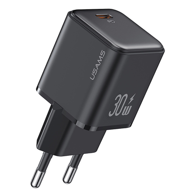 Product Φορτιστής Πρίζας Usams US-CC186, USB-C θύρα εξόδου, 30W PD, μαύρος base image