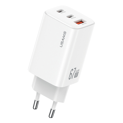 Product Φορτιστής Τοίχου Usams CC265, USB & 2X USB-C, 67W, Gan, Λευκός base image