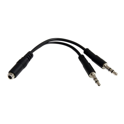 Product Καλώδιο Ήχου StarTech.com 3.5mm Audio Jack Y Cable - Headset Splitter - 1 x 3.5mm 4 Position Socket 2 x 3.5mm 3 Position Plug - Black base image