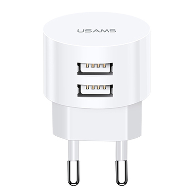 Product Φορτιστής Πρίζας Usams T20, 2x USB, 2.1A, λευκός base image