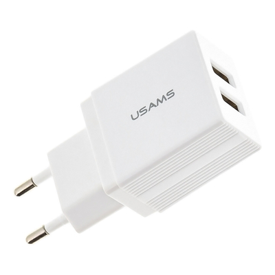 Product Φορτιστής Πρίζας Usams T24 US-CC090, 2x USB, 2.1A, λευκός base image