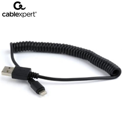 Product Καλώδιo USB Cablexpert Lightning SYNC and SPIRAL for iPhone 1.5m Black base image