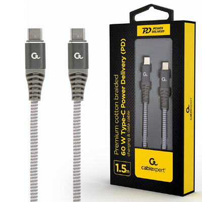 Product Καλώδιo USB Cablexpert 60W Type-C PD PREMIUM & Data 1,5M SPACEGREY base image