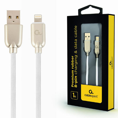 Product Καλώδιo USB Cablexpert PREMIUM RUBBER Lightning 1M WHITE base image