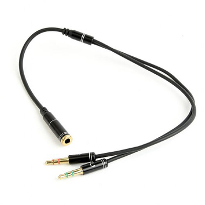 Product Αντάπτορας 3,5mm Cablexpert 4-PIN to 2x3.5MM STREO PLUG Black METAL Connectors base image