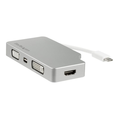 Product Docking Station StarTech Aluminium A/V Adapter 4-in-1 USB-C to VGA, DVI, HDMI, 4K - video interface-Converter - 10.5 cm base image