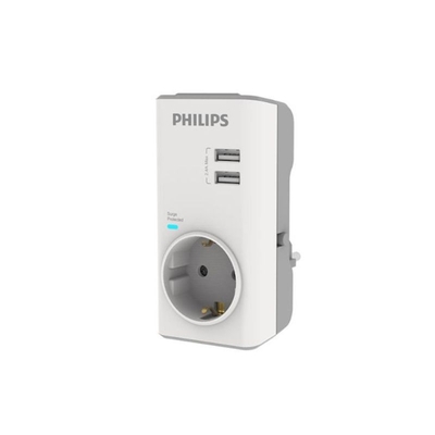 Product Μονόπριζο Ασφαλείας Philips CHP4010W/GRS με 2USB, 3680W, 380J base image