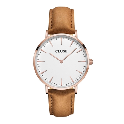 Product Ρολόι Unisex Cluse Cl18011 (38mm) Δερμάτινο Λουράκι Καφέ base image