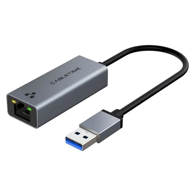 Product Αντάπτορας Δικτύου USB Cabletime USB σε RJ45 CT-AML1000, 1000Mbps, γκρι base image