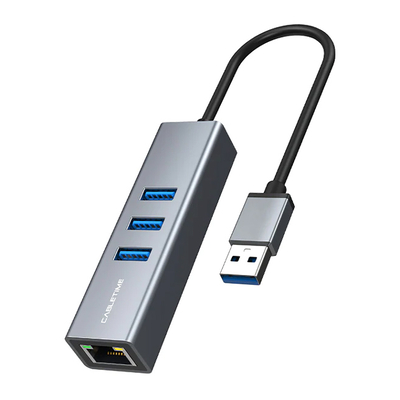 Product USB Hub Cabletime CT-AMLU3, RJ45 & 3x USB θύρες, 5Gbps, 1000Mbps, γκρι base image