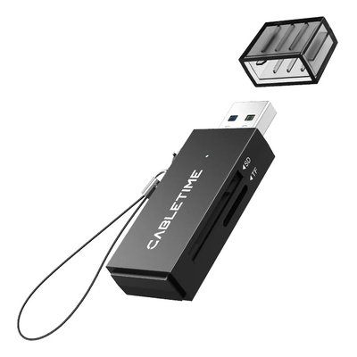 Product Card Reader Cabletime CT-Asd3-Pb για SD & Micro Sd, Usb, 5Gbps, Μαύρο base image