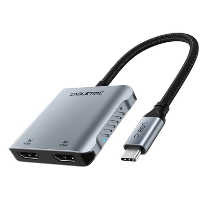 Product Docking Station Cabletime CT-CM2H4K-AG, USB/Type-C/2x HDMI, 4K 100W, γκρι base image