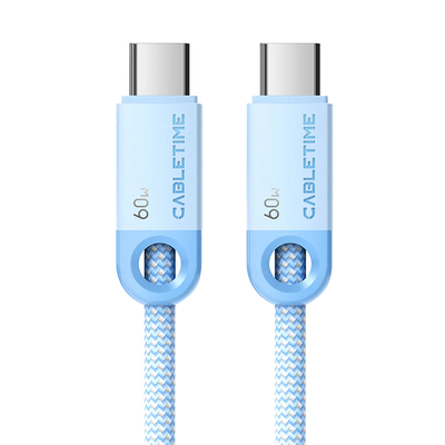 Product Καλώδιο USB-C Cabletime CT-CM60-PBW, 60W PD, 480Mbps, 1m, μπλε base image