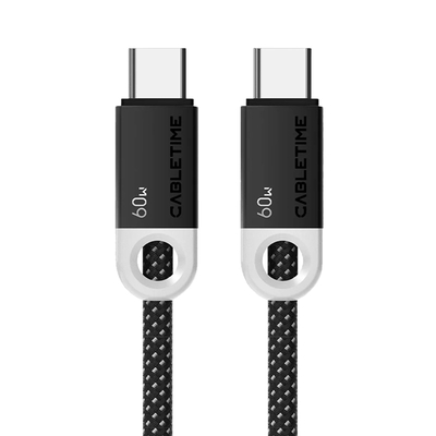 Product Καλώδιο USB-C Cabletime CT-CM60-PBW, 60W PD, 480Mbps, 1m, Μαύρο base image