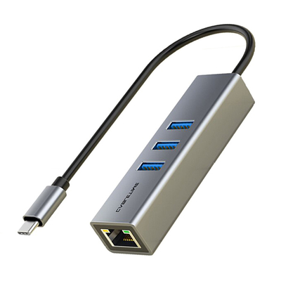 Product USB Hub Cabletime USB-C CT-CMLU3, RJ45 & 3x USB θύρες, 5Gbps, 1000Mbps, γκρι base image