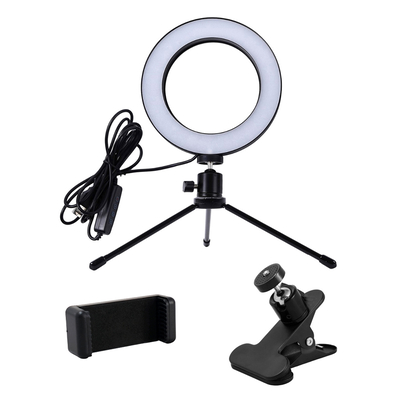 Product Ring Light Cabletime LED CT-Lrl6-Pb με Μίνι Τρίποδα & Σφιγκτήρα, Βάση Φ16Cm base image