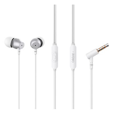 Product Handsfree Ακουστικά Celebrat με Μικρόφωνο D11, 3.5mm, 1.2m, λευκά base image