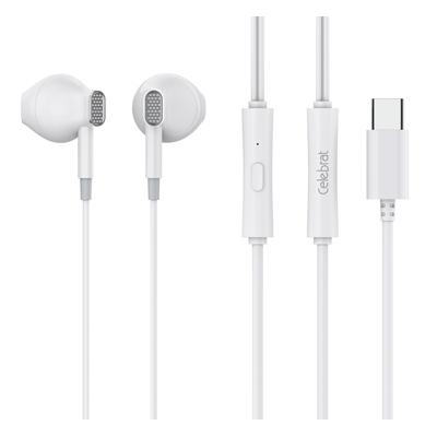 Product Handsfree Ακουστικά Celebrat με Μικρόφωνο D12, Type-C, 1.2m, λευκά base image