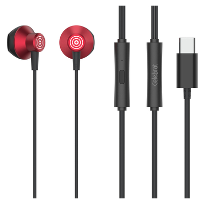 Product Handsfree Ακουστικά Celebrat με Μικρόφωνο D14, Type-C, 1.2m, κόκκινα base image