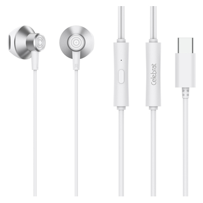 Product Handsfree Ακουστικά Celebrat με Μικρόφωνο D14, Type-C, 1.2m, λευκά base image