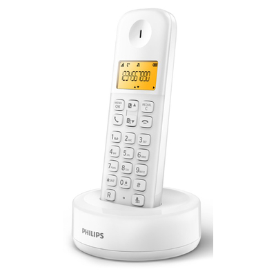 Product Ασύρματο Τηλέφωνο Philips D1601W-34, με ελληνικό μενού, λευκό base image