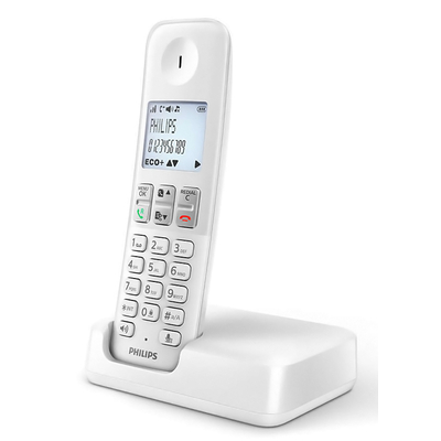 Product Ασύρματο Τηλέφωνο Philips D2501W-34, με ελληνικό μενού, λευκό base image