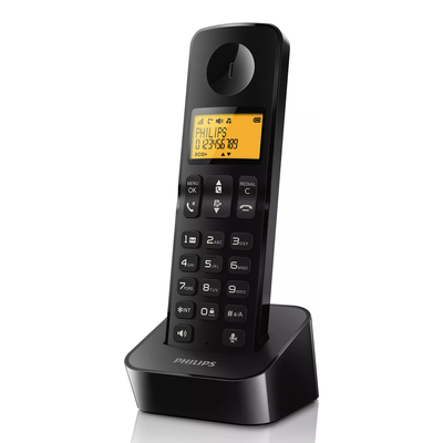 Product Ασύρματο Τηλέφωνο Philips D2601B-34, με ελληνικό μενού, μαύρο base image