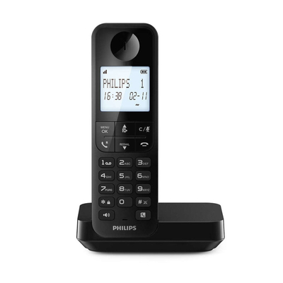 Product Ασύρματο Τηλέφωνο Philips D2701B/GRS Μαύρο (Ελληνικό Μενού) με ανοιχτή ακρόαση, φραγή κλήσεων και 50 μνήμες base image