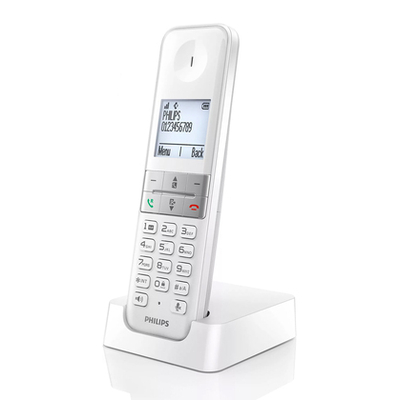 Product Ασύρματο Τηλέφωνο Philips D4701W/34, με ελληνικό μενού, λευκό base image