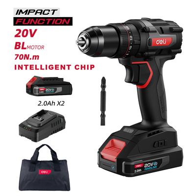 Product Κρουστικό Δραπανοκατσάβιδο Deli De-Cz20-1D2, Brushless, 20V, 2X 2Ah, 70N.M base image