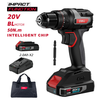 Product Κρουστικό Δραπανοκατσάβιδο Deli De-Cz20-2D2, Brushless, 20V, 2X 2Ah, 50N.M base image