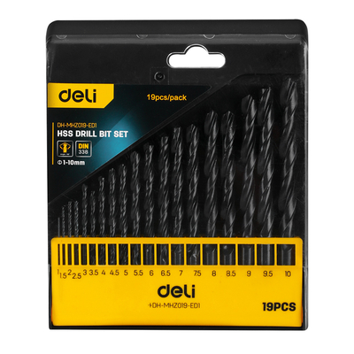 Product Σετ Τρυπάνια Deli DH-MHZ019-ED1 για σίδηρο HSS, 1-10mm, DIN 338, 19τμχ base image