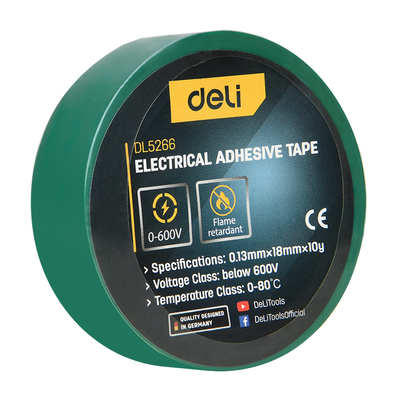 Product Μονωτική Ταινία Deli Υψηλής Αντοχής Dl5266, 18Mm X 9.15M, Πράσινη base image
