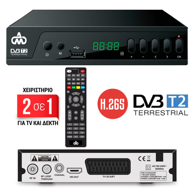 Product DM επίγειος Ψηφιακός Δέκτης DVB-T2 h.265(DM-1645) base image