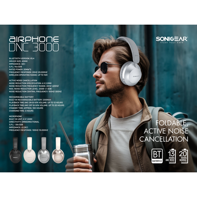 Product Ακουστικά Ασύρματα Sonic Gear Airphone Dnc 3000 Champagne base image