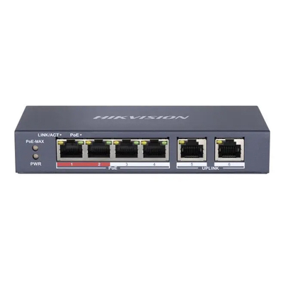 Product Network Switch Hikvision Unmanaged DS-3E0106P-E/M, 4x PoE ports, 35W, 100Mbps base image