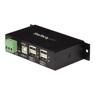 Product USB Hub StarTech Industrial 2.0 - Mountable Metal in Black - 4x USB-A (Female) 1x USB-B (Female) - 4 ports base image