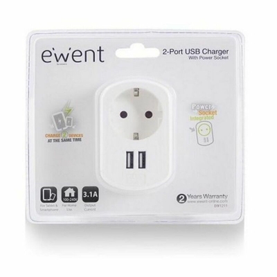 Product Πρίζα Τοίχου Ewent με 2 Θύρες USB EW1211 3,1 A base image