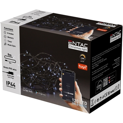 Product Χριστουγεννιάτικα Λαμπάκια Entac IP44 120 LED Ψυχρό 9m Tuya base image